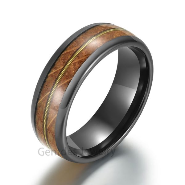 Mens Ceramic Wood Wedding Band, Ceramic Ring, Wedding Ring,Ring for Men, Comfort Fit